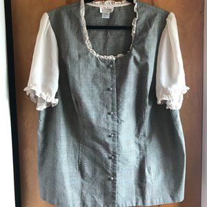 Chelsea Studio Women's Plus Sz 22W Layered Look Buttondown Blouse